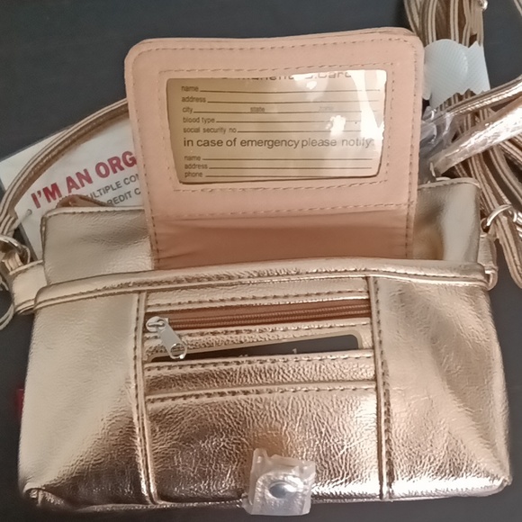 NWT UNIONBAY Organizer Crossbody Purse Rose Gold Vegan Leather - Picture 1 of 13